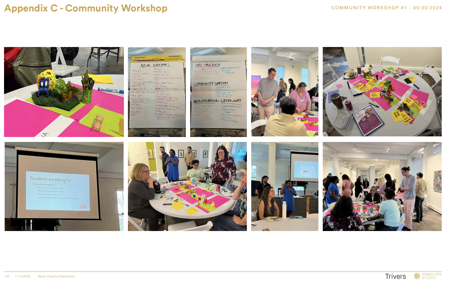 Pictures of residents at the May 30 community meeting.